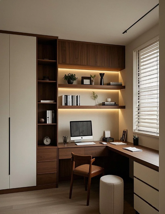 All-Aluminum Study with Backlit Shelving